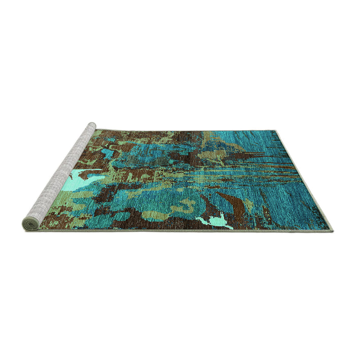 Sideview of Machine Washable Oriental Turquoise Industrial Area Rugs, wshurb1788turq