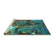 Sideview of Machine Washable Oriental Turquoise Industrial Area Rugs, wshurb1788turq