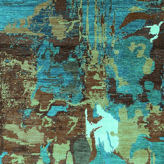 Machine Washable Oriental Turquoise Industrial Area Rugs, wshurb1788turq