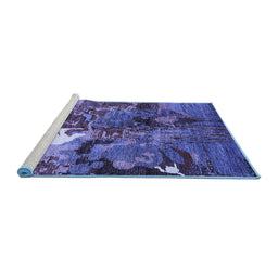 Sideview of Machine Washable Oriental Blue Industrial Rug, wshurb1788blu