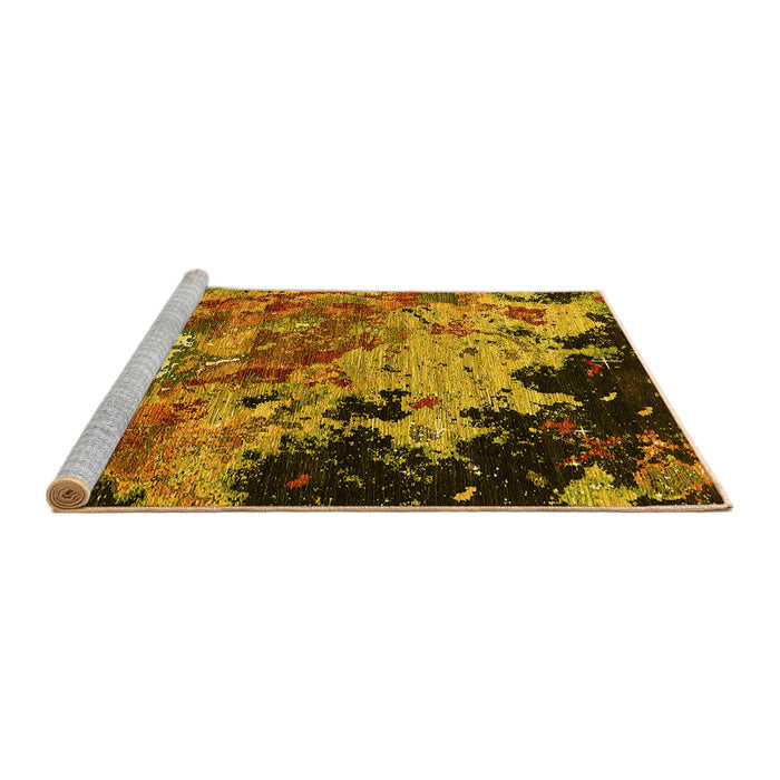 Sideview of Machine Washable Oriental Yellow Industrial Rug, wshurb1789yw