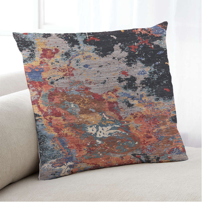 Lifestyle Image of Mid-Century Modern Urban Square Rosy Pink Throw Pillow, 18 inch by 18 inch, pwurb1789