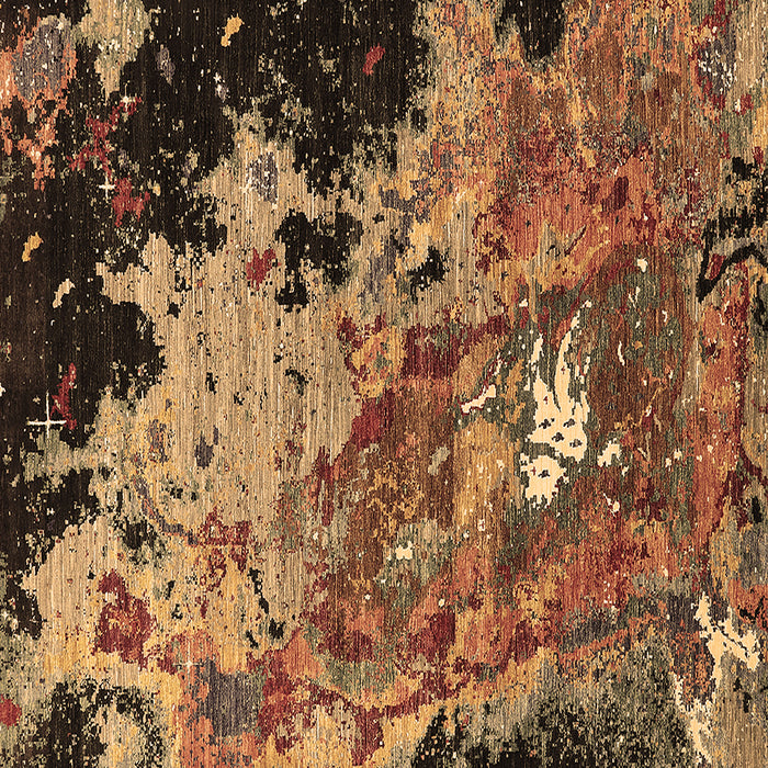 Square Machine Washable Oriental Brown Industrial Rug, wshurb1789brn