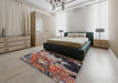 Mid-Century Modern Pink Oriental Rug in a Bedroom, urb1789