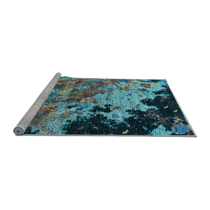 Sideview of Machine Washable Oriental Light Blue Industrial Rug, wshurb1789lblu