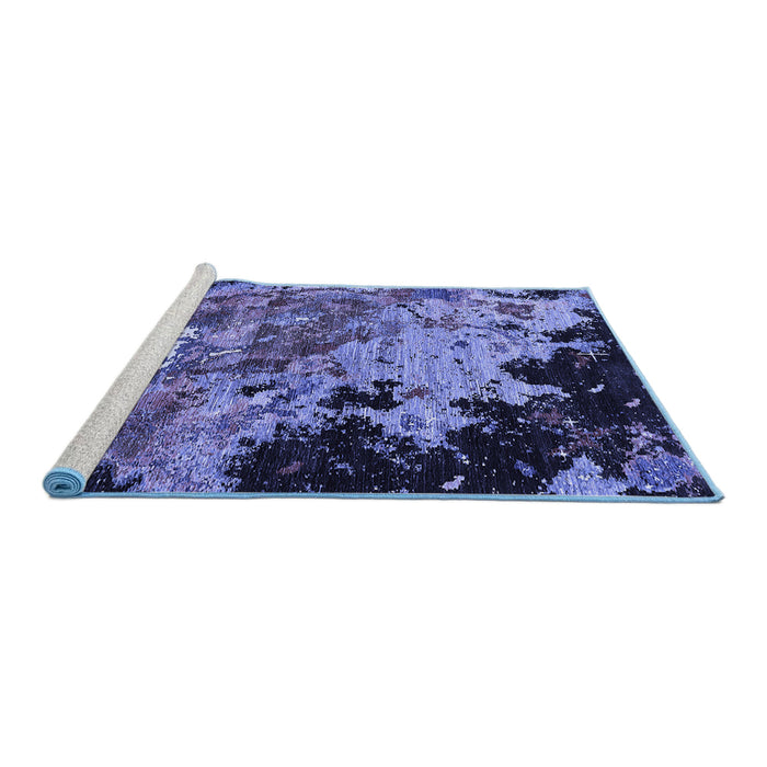 Sideview of Machine Washable Oriental Blue Industrial Rug, wshurb1789blu