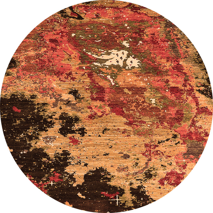 Round Oriental Orange Industrial Rug, urb1789org