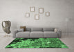 Machine Washable Oriental Emerald Green Industrial Area Rugs in a Living Room,, wshurb1789emgrn