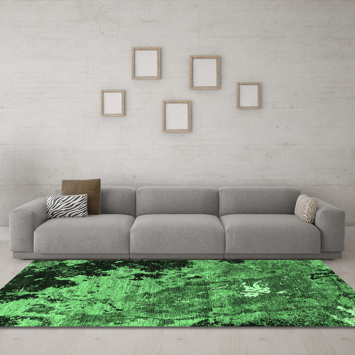 Machine Washable Oriental Emerald Green Industrial Area Rugs in a Living Room,, wshurb1789emgrn