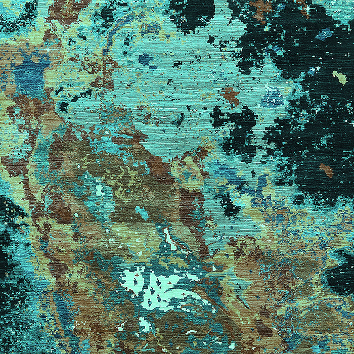 Machine Washable Oriental Turquoise Industrial Area Rugs, wshurb1789turq