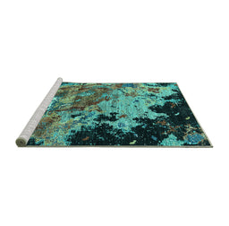 Sideview of Machine Washable Oriental Turquoise Industrial Area Rugs, wshurb1789turq