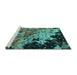 Sideview of Machine Washable Oriental Turquoise Industrial Area Rugs, wshurb1789turq