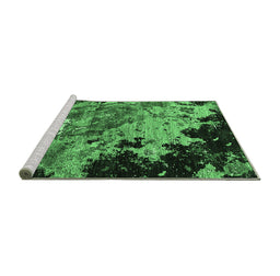 Sideview of Machine Washable Oriental Emerald Green Industrial Area Rugs, wshurb1789emgrn