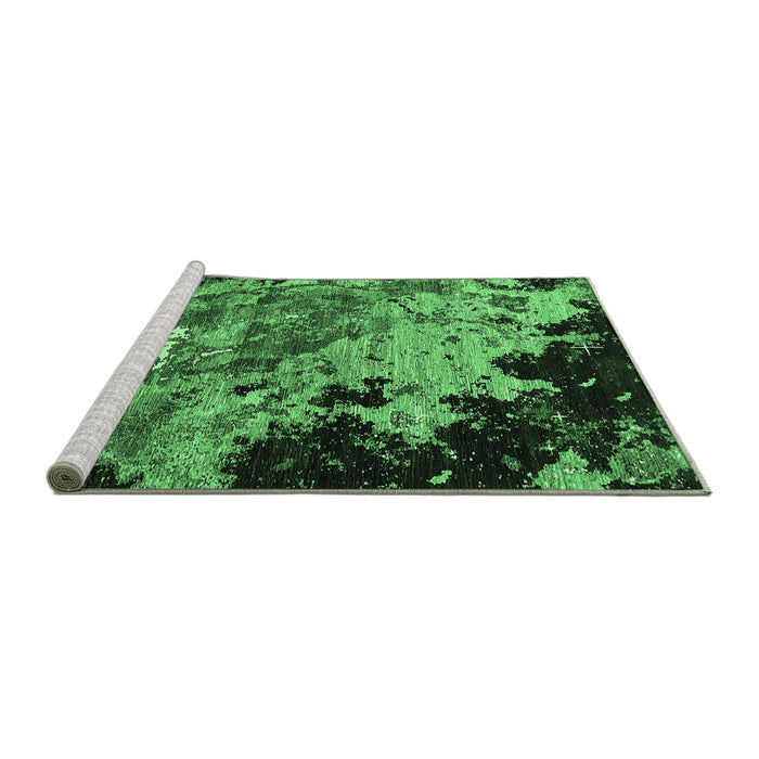Sideview of Machine Washable Oriental Emerald Green Industrial Area Rugs, wshurb1789emgrn
