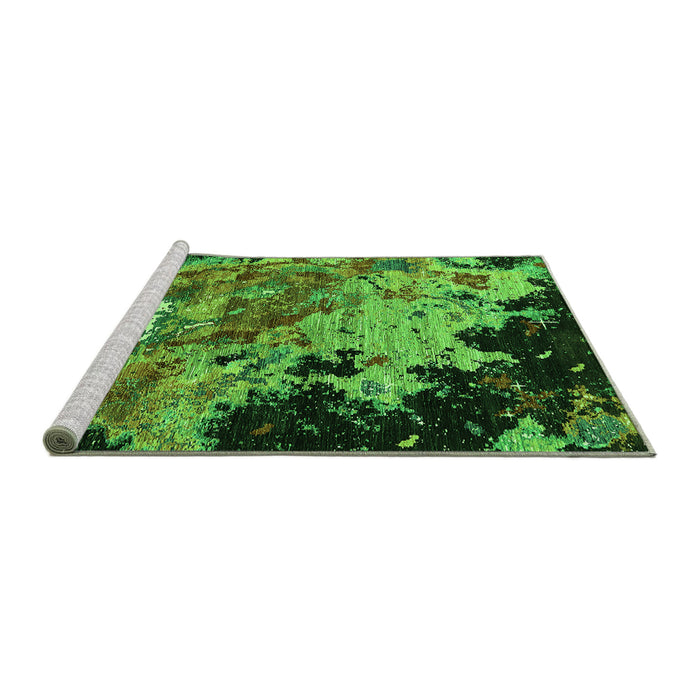 Sideview of Machine Washable Oriental Green Industrial Area Rugs, wshurb1789grn