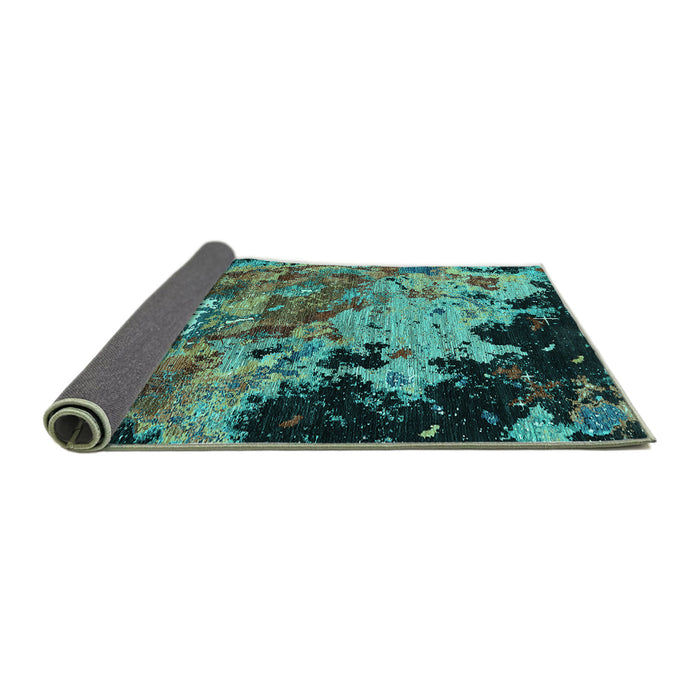 Sideview of Oriental Turquoise Industrial Rug, urb1789turq