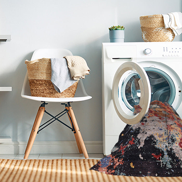 Machine Washable Industrial Modern Rosy Pink Rug in a Washing Machine, wshurb1789