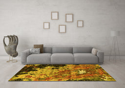 Machine Washable Oriental Yellow Industrial Rug in a Living Room, wshurb1789yw