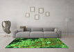 Machine Washable Oriental Green Industrial Area Rugs in a Living Room,, wshurb1789grn