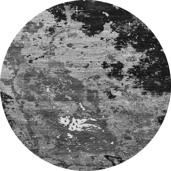 Round Machine Washable Oriental Gray Industrial Rug, wshurb1789gry