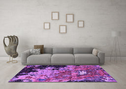 Machine Washable Oriental Purple Industrial Area Rugs in a Living Room, wshurb1789pur