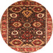 Round Oriental Orange Industrial Rug, urb1790org