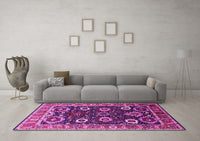 Machine Washable Oriental Pink Industrial Rug, wshurb1790pnk