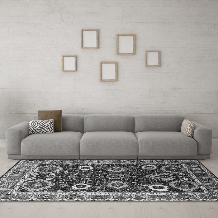 Machine Washable Oriental Gray Industrial Rug in a Living Room,, wshurb1790gry