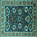 Square Oriental Turquoise Industrial Rug, urb1790turq