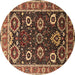 Round Oriental Brown Industrial Rug, urb1790brn