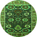 Round Oriental Green Industrial Rug, urb1790grn