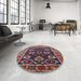 Round Machine Washable Industrial Modern Rosy Brown Pink Rug in a Office, wshurb1790