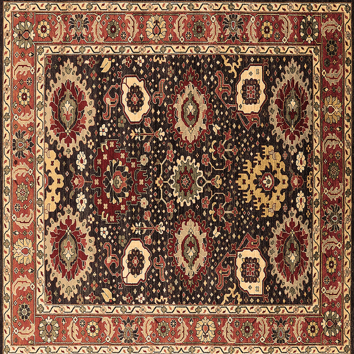 Square Machine Washable Oriental Brown Industrial Rug, wshurb1790brn