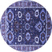 Round Oriental Blue Industrial Rug, urb1790blu