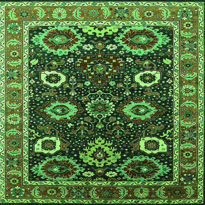 Square Machine Washable Oriental Green Industrial Area Rugs, wshurb1790grn