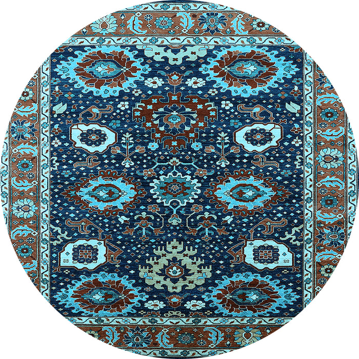 Round Oriental Light Blue Industrial Rug, urb1790lblu