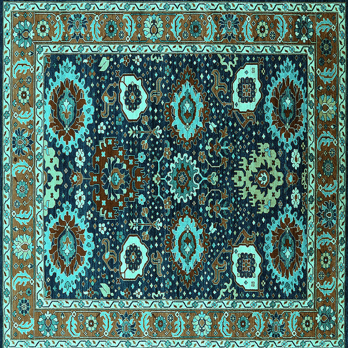 Square Machine Washable Oriental Turquoise Industrial Area Rugs, wshurb1790turq