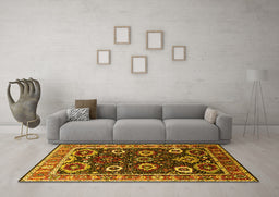 Machine Washable Oriental Yellow Industrial Rug in a Living Room, wshurb1790yw