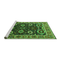 Sideview of Machine Washable Oriental Green Industrial Area Rugs, wshurb1790grn