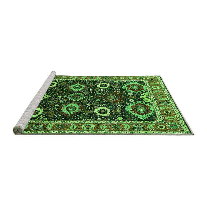 Sideview of Machine Washable Oriental Green Industrial Area Rugs, wshurb1790grn