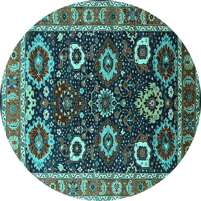 Round Machine Washable Oriental Turquoise Industrial Area Rugs, wshurb1790turq