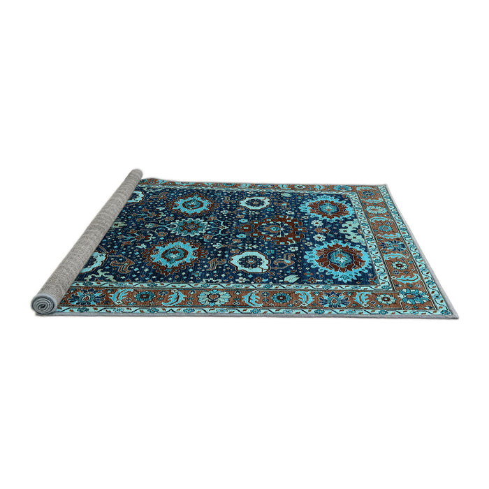 Sideview of Machine Washable Oriental Light Blue Industrial Rug, wshurb1790lblu