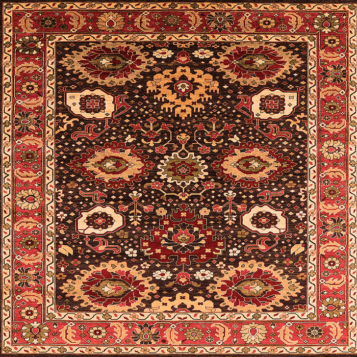 Square Oriental Orange Industrial Rug, urb1790org