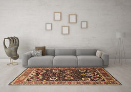 Machine Washable Oriental Brown Industrial Rug in a Living Room,, wshurb1790brn