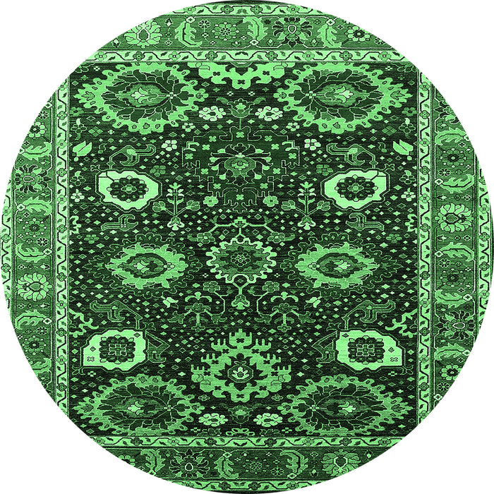 Round Oriental Emerald Green Industrial Rug, urb1790emgrn