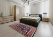 Mid-Century Modern Rosy Brown Pink Oriental Rug in a Bedroom, urb1790