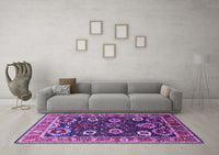 Machine Washable Oriental Purple Industrial Rug, wshurb1790pur