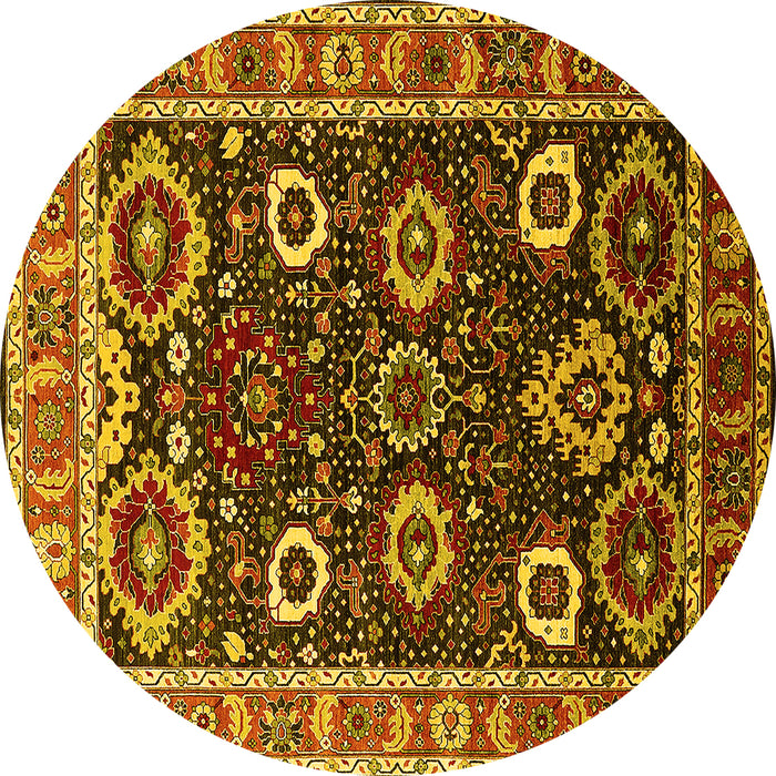 Round Oriental Yellow Industrial Rug, urb1790yw