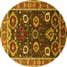 Round Oriental Yellow Industrial Rug, urb1790yw