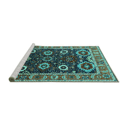 Sideview of Machine Washable Oriental Turquoise Industrial Area Rugs, wshurb1790turq